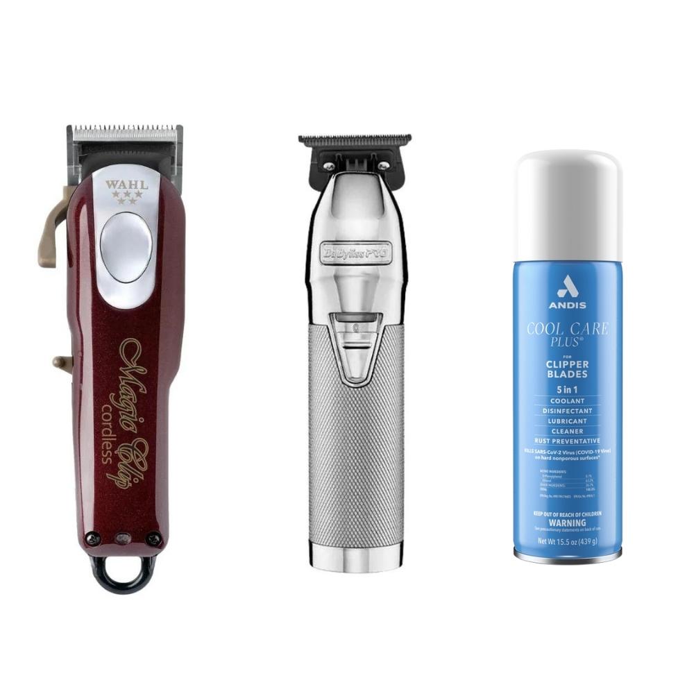 Wahl Magic Clip Cordless & BaBylissPRO SilverFX Trimmer with Andis Coo  BIS1004