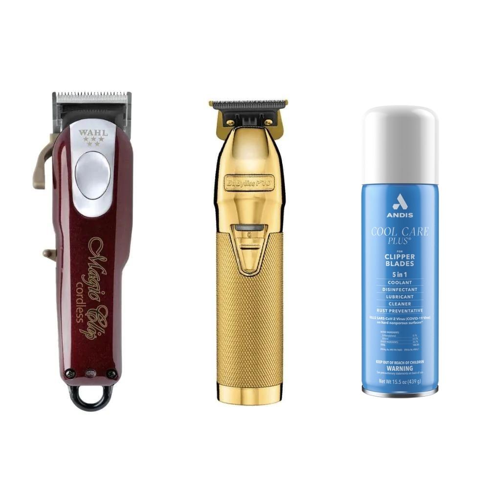 Wahl Magic Clip Cordless & BaBylissPRO GoldFX Trimmer with Andis Cool