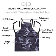 StyleCraft  Waterproof Barber Apron - Black Camo