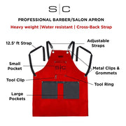 StyleCraft  Waterproof Barber Apron - Red Black