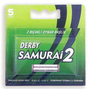 Sea Green Derby Samurai 2 Twin Blade Cartridge, 5 Count